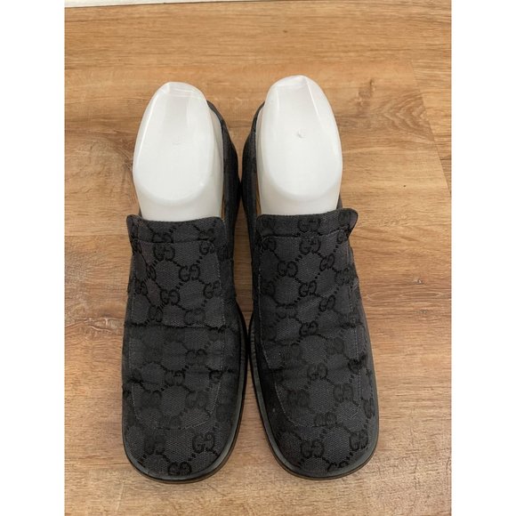 EUC GUCCI GG WOMENS LOAFER VINTAGE BLACK MONOGRAM SIZE - Picture 4 of 7